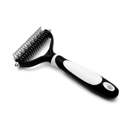 Fuller Brush Pet Dematting Comb – Stainless Steel Blades Remove Tangles, Knots & Mats – Safe for Dogs & Cats with Sensitive Skin – Comfortable Grip, Easy Grooming Tool - size: Dual-Head