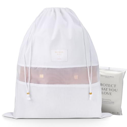 Hayden Hill Luxury Organic Cotton Sweater Bag and 3 Dust Bags - 18" Garment Bag and Dust Bags For Handbags - Certified Carbon Neutral