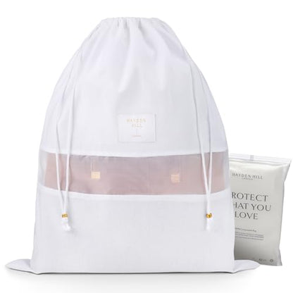 Hayden Hill Luxury Organic Cotton Sweater Bag and 3 Dust Bags - 18" Garment Bag and Dust Bags For Handbags - Certified Carbon Neutral
