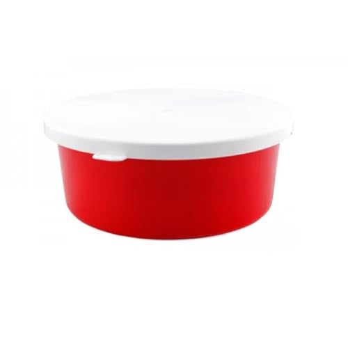 Correct Connect Large 2.9 Gallon Horse Feed Storage Bowl with Snap Lid, Stackable Horse Feed Container for Feed, Treats and Supplements, BPA Free Food Safe Bucket (Red) - color: Red