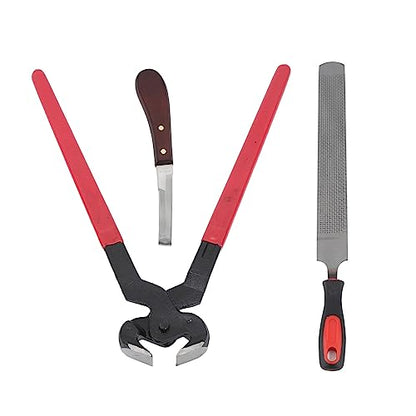 Hoof Repair Tool Kit, Hoof Trimmer Set for Horses Cattle Sheep Donkeys, Double Sided File Hoof with Ergonomic Handle, Hardness Steel Farrier Tools for Livestock Hoof Care