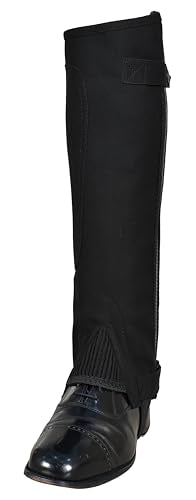 Equestrian Riding Unisex Half Chaps Amara Adult | Synthetic Leather Zip-Up Pair | Accurate Size Chart in Images. - size: Extra Large(C16xH17)in