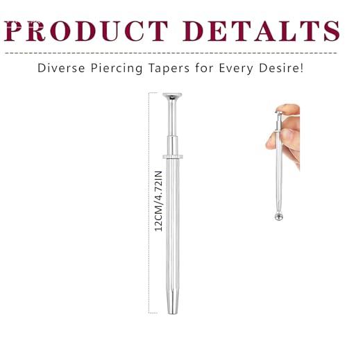 Piercing Tapered Ball Grabbing Tool for Jewelry Replacement - 14G 16G 18G 20G Stainless Steel Flat Back Earring Applicator Tool Threaded, Internal Threaded, External Threaded Body Piercing Insertion Needle Kit for Ear/Nose/Navel/Nipple/Lip/Eyebrow/Tongue