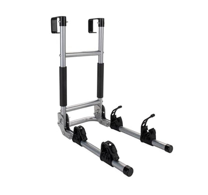 Camco RV Ladder Mount Bike Rack - Easily Holds 2 Bikes & Folds for Convenient RV Storage - Max Weight Capacity of 60 lbs - Designed w/Heavy Duty Steel (51492)