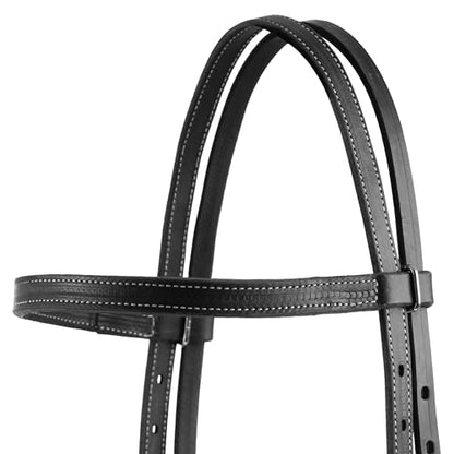 Weaver Leather Black Latigo Leather Headstall - style: Straight Browband
