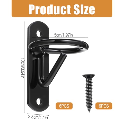 6 Pcs Bucket Hangers Hooks Heavy Duty Horse Water Feed Bucket Hooks for Metal Equestrian Stalls Barn Farmhouse Supplies with Screws Black