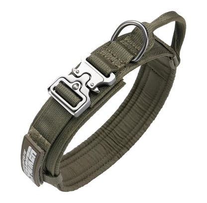 EXCELLENT ELITE SPANKER Tactical Nylon Dog Collar Military Metal Buckle - color: Ranger Green, size: M-(14''-18")