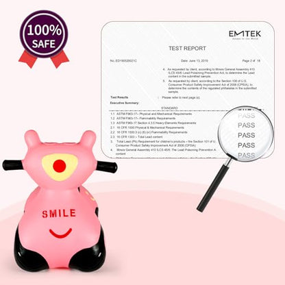 INPANY Kids Bouncy Car Hopper Toys, Toddlers Ride on Car, Gifts Toy for Kid | Eco-Friendly PVC, Low Center Gravity, Cute Cartoon Design, Load 100 Lbs, Learn & Exercise & Active Fun, Gifts for 1-3 Kids - color: Pink Car2