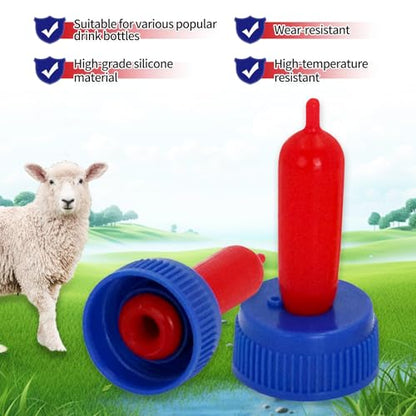 20 Pack Goat Nipples Soft Rubber Animal Milk Feeding Nipple - color: blue