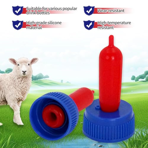 20 Pack Goat Nipples Soft Rubber Animal Milk Feeding Nipple - color: blue