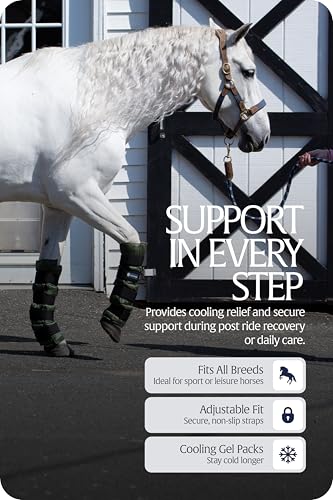 Equinavia Cool Relief Therapy Equine Ice Boots for Horses-Gel Cooling Wraps - color: Green