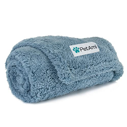PetAmi Fluffy Sherpa Waterproof Dog Blanket for Small Pet Cat, 24x32 Blue - color: Dusty Blue, size: Small (24x32)