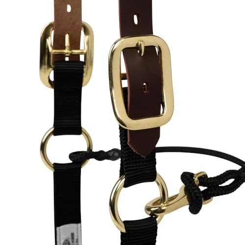 Nylon, Leather & Rope Combination Horse Halter by Weaver Equine - size: Small