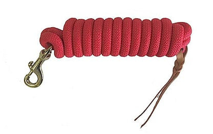 Formay Cowboy Horse Lead Rope 10' x 5/8" Leather Popper Nylon Brass Bolt Snap Green