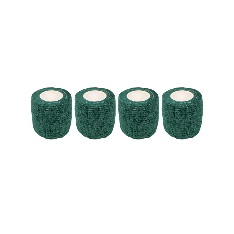 2" Cohesive Flexible Bandage Wrap – Green - Pack of 4 | Self-Adherent Vet Tape for Animal Wrapping, Support & Protection – Non-Slip, Breathable, Flexible Bandage for Livestock - color: Green