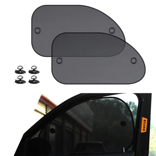 2 PCS Car Front Side Window Sun Cover, 25.59" x 14.96" 3D Photocatalyst Mesh Suction Cup Installation UV Blocking Privacy Protector Window Glass Sunshade Sunscreen Mesh, for Most Cars (Black)