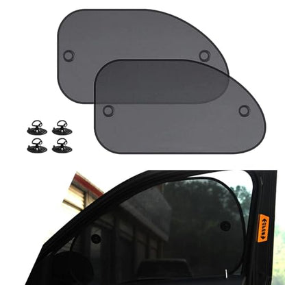 2 PCS Car Front Side Window Sun Cover, 25.59" x 14.96" 3D Photocatalyst Mesh Suction Cup Installation UV Blocking Privacy Protector Window Glass Sunshade Sunscreen Mesh, for Most Cars (Black)