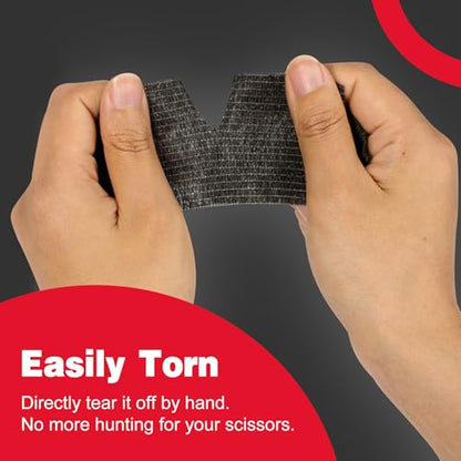 AZEN 20 Pack Self Adhesive Bandage Wrap Black, Black Athletic Tape, Vet Wrap, Tattoo Grip Tape Wrap, Ankle Tape, Cohesive Bandage Wrap - color: Black