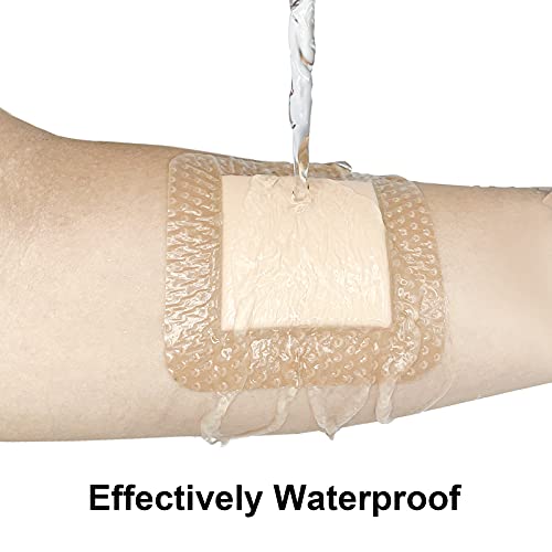 Carbou Silicone Foam Dressing with Gentle Border,4"x4" Adhesive Waterproof and High Absorbency Square Wound Care Dressing Bandage for Pressure Sore, Leg Ulcer, Diabetic Ulcer,10 Pack - size: 4x4 Inch (Pack of 10)