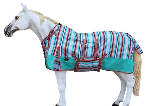 Challenger 1200D Turnout Heavy-Weight Bellyband Rain Horse Winter Blanket Serepe 5B109 - color: Fiesta Serape, size: 66 inches