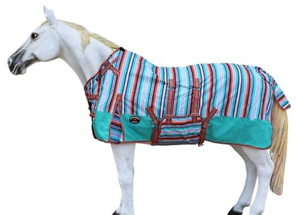 Challenger 1200D Turnout Heavy-Weight Bellyband Rain Horse Winter Blanket Serepe 5B109 - color: Fiesta Serape, size: 66 inches