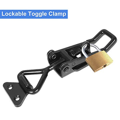 Heavy Duty Toggle Latch Clamp, 4Pcs 660lbs Capacity Adjustable Toggle Clamp, Black Smoker Door Latch, Metal Pull Latch for Machinery, Automobiles, Luggage Lock, Clamping Processing or Assembling