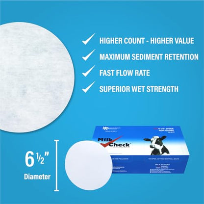 Milk Check - Premium Milk Filter Disks 6 ½" [Carton - 300 Filters]