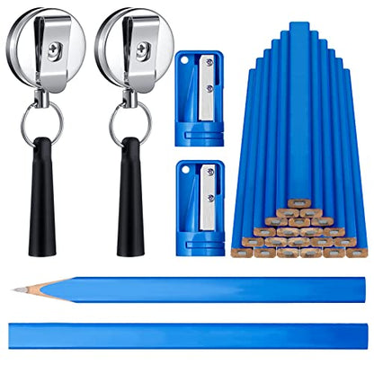 Honoson 24 Pcs Carpenter Pencil with Sharpener,Blue Cover, Black Refill - color: Blue Cover, Black Refill