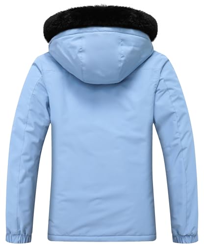 MOERDENG Women's Ski Jacket Waterproof Warm Winter Coat - color: Denim Blue, size: Small