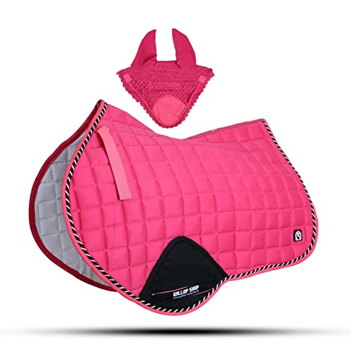 Close Contact Jumping Saddle Cloth Numnah Saddle Pads Free Ear (Ship from USA) - color: Hot Pink, size: Cob/Pony