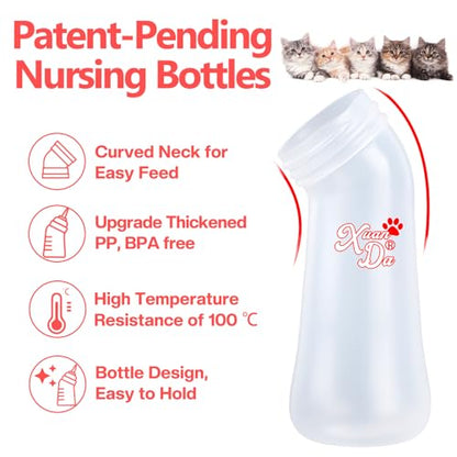 Pet Feeding Bottle,3 Pack Wide Mouth Angled Nursing Bottle, 3 Sizes Nipples with Ventilation Valve Resistant Tearing Perfect for Puppies, Kittens, Small Wildlife(Pink) - color: pink