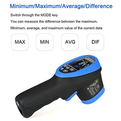 BTMETER BT-1500C Pyrometer Non Contact Laser Infrared Thermometer Measures -58℉ to 2732℉ (-50℃ ~ 1500℃) High Temp, IR Temperature Gauge with Color LCD (NOT for Human Temp) - color: BT-1500C Blue