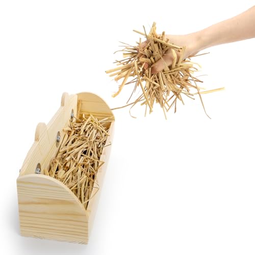 Hedume Rabbit Hay Feeder, Wooden Bunny Food Feeding Manger, Rabbit Hay Holder Less Wasted Food Dispenser for Guinea Pig, Chinchilla, Hamster