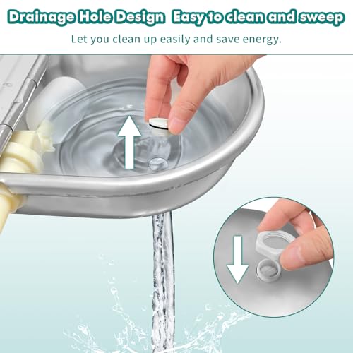 Automatic Water Dispenser for Dogs,304 Stainless Steel Float Valve Pet Bowl | Self-Filling, Wall Mounted, 2.5L Capacity, Drain Plug for Easy Clean, for Large Dogs Chickens Horses, Yard Farm Outdoor Use