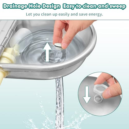 Automatic Water Dispenser for Dogs,304 Stainless Steel Float Valve Pet Bowl | Self-Filling, Wall Mounted, 2.5L Capacity, Drain Plug for Easy Clean, for Large Dogs Chickens Horses, Yard Farm Outdoor Use