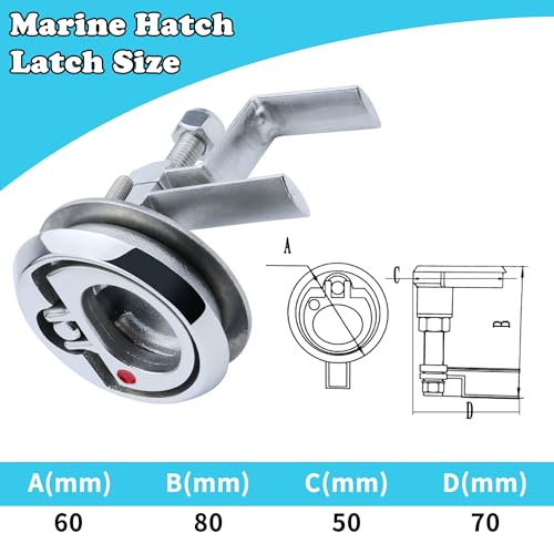 Boat Cam Latch Stainless Steel 316 Marine Hatch Cam Latch Style, Flush Pull Mount Includes Installation Screws Marine Hatch Deck Hardware Ideal for Ships, Yachts, RVs 1 Pcs/2Pcs/Lock/Non-Lock - size: No-Locking 2Pcs