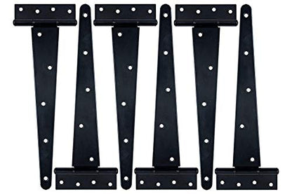 HLMOptimo Heavy Duty T Hinge Tee T Strap Shed Gate Barn Fence Door Hinge Wrought Rustproof All Size Black (6 pcs, 12 inch) - size: 12 Inch, style: 6개