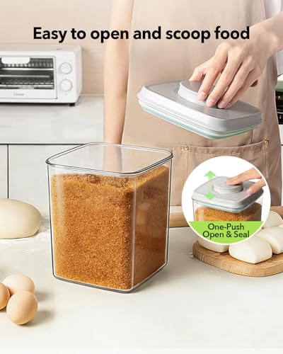 Ankou Food Storage Container Sets, 2.8 Qt + 4.2 Qt *2 Airtight Canisters with Lids and 130ml Scoop, BPA-Free Plastic Pantry Containers for Flour, Sugar, Rice - color: 4L*2+2.65L
