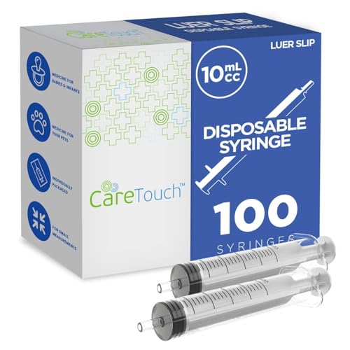 Care Touch Disposable Syringes Without Needle, Luer Slip, 10ml 100 Count - size: 10 ml
