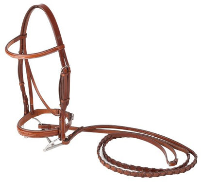 Huntley Equestrian Fancy Stitched Sedgwick Leather English Bridle and Reins - color: Conker, size: Cob