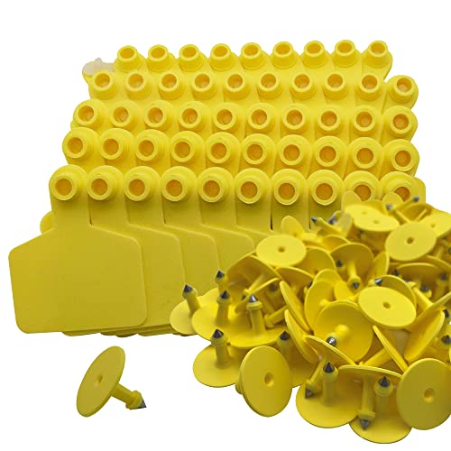 Blank Cattle Ear Tags for Cattle Cows Sheep Pig Goats, Yellow, 100 Pieces | Flexible TPU, Livestock Identification Tags,Writable&Waterproof ,Large Size Animal ID Labels, Farm Management - color: Yellow