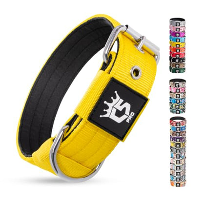 TSPRO Heavy Duty Thick Dog Collar with Metal Buckle for Small Dogs - color: Basic Yellow, size: S – Fits Neck 12.6"-15.8"