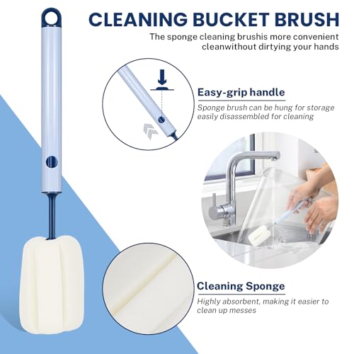 LEAWALK 12 Lbs Airtight Dog Cat Food Storage Container and Dog Treat Containers BPA-Free, PET Clear Stackable Pet Storage Bin, 1-Cup Scoop, 1-Sponge cleaning brush, Pop Top, With handle, Easy Mobility - color: Milky White 12L-A