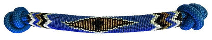 Nylon Horse Size Cowboy Knot Rope Halter with Beaded Cross Nose and Removable Lead - color: Royal Blue
