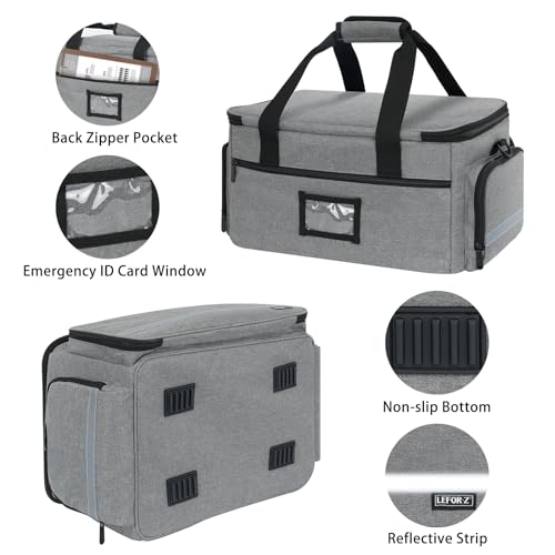LEFOR·Z Medical Bag Home Health Nurse Bag Empty First Aid Storage Bag with Detachable Divider Medical Supplies Bag for Nursing Student,Therapist,Doctors(Grey) - style: Gray-large