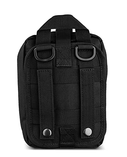 Scherber Premium IFAK Kit Trauma Pack | HSA/FSA Approved | SOF Tourniquet, QuikClot 4x4 HyFin Chest Seal, Israeli Bandage | Fully Stocked MOLLE Pouch for Gunshot, Bleeding, Major Wound Care (Black) - color: Black
