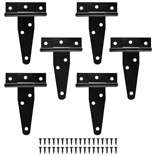 Murtenze 6Pack 3 Inch Black T-Strap Shed Hinge - color: Black, size: 3 Inch - 6Pack