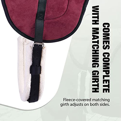 Harrison Howard Equestrian Saddle Pad Horse Riding Pad Bareback Pad with Girth - color: Burgundy