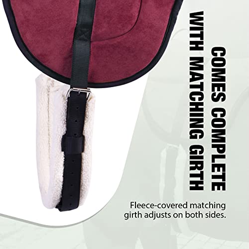 Harrison Howard Equestrian Saddle Pad Horse Riding Pad Bareback Pad with Girth - color: Burgundy