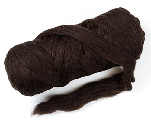 Natural Wool Bulk roving Yarn, 2 lb. Best Wool Spinning,Giant arm Knitting, Felting, Chunky Blankets Tapestry thow XXL Plaid un-Dyed. (Dark Chocolate, 2 lb) - color: Dark Chocolate, size: 2 lb